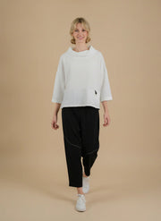 MOONLIGHT White Wide Neck Top w/ 3/4 Sleeves - 4316NEW