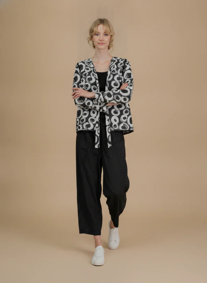 MOONLIGHT Gray and Black Abstract Circles Cardigan Top - 4325