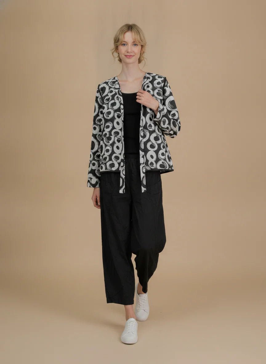 MOONLIGHT Gray and Black Abstract Circles Cardigan Top - 4325