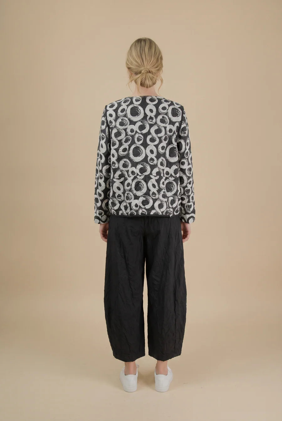 MOONLIGHT Gray and Black Abstract Circles Cardigan Top - 4325