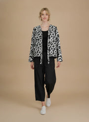 MOONLIGHT Gray and Black Abstract Circles Cardigan Top - 4325