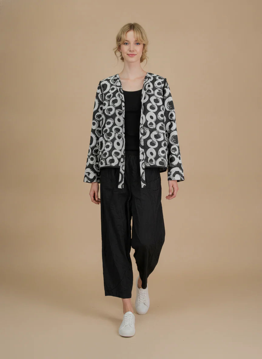MOONLIGHT Gray and Black Abstract Circles Cardigan Top - 4325
