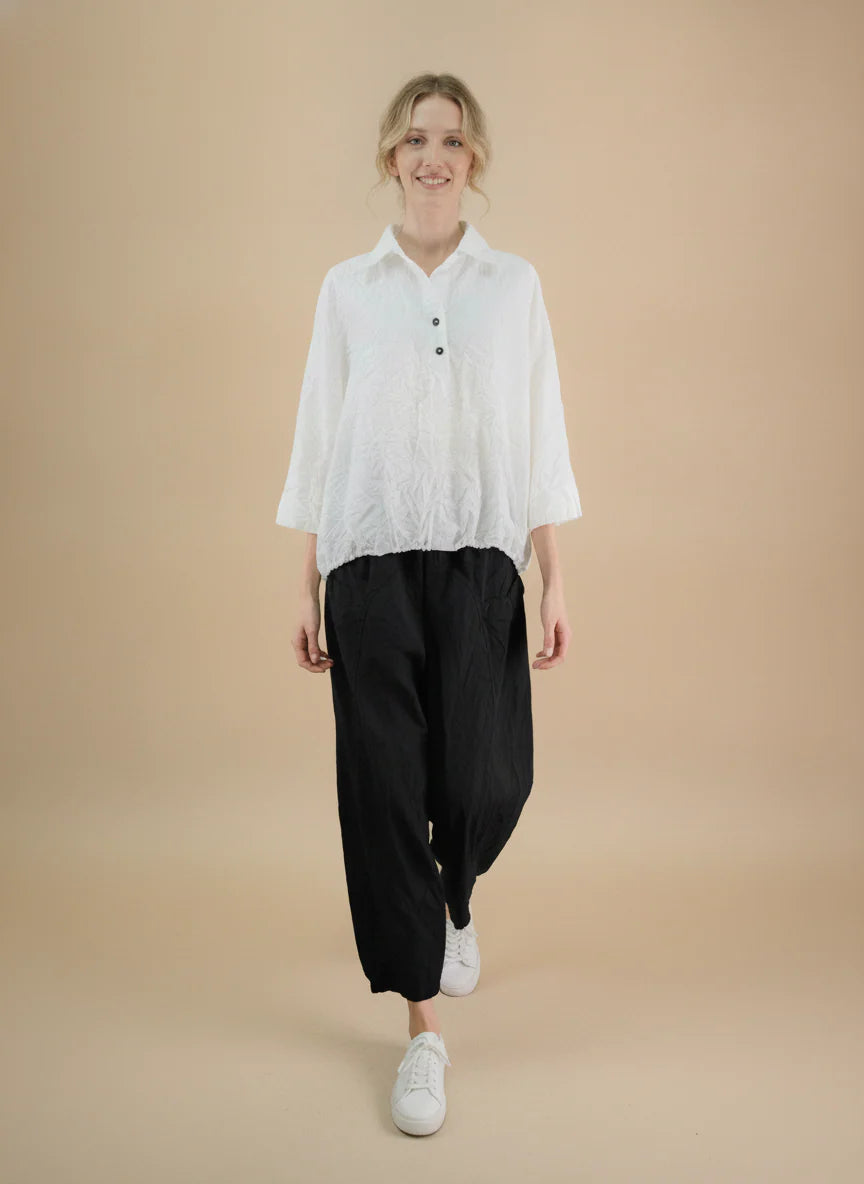 MOONLIGHT White Button Down Top w/ 3/4 Sleeves - 4328TAF