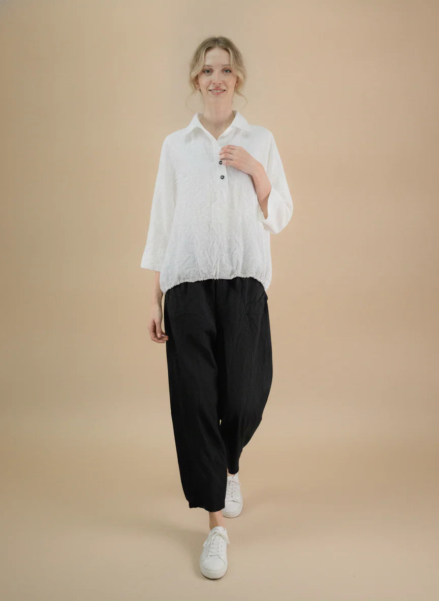 MOONLIGHT White Button Down Top w/ 3/4 Sleeves - 4328TAF