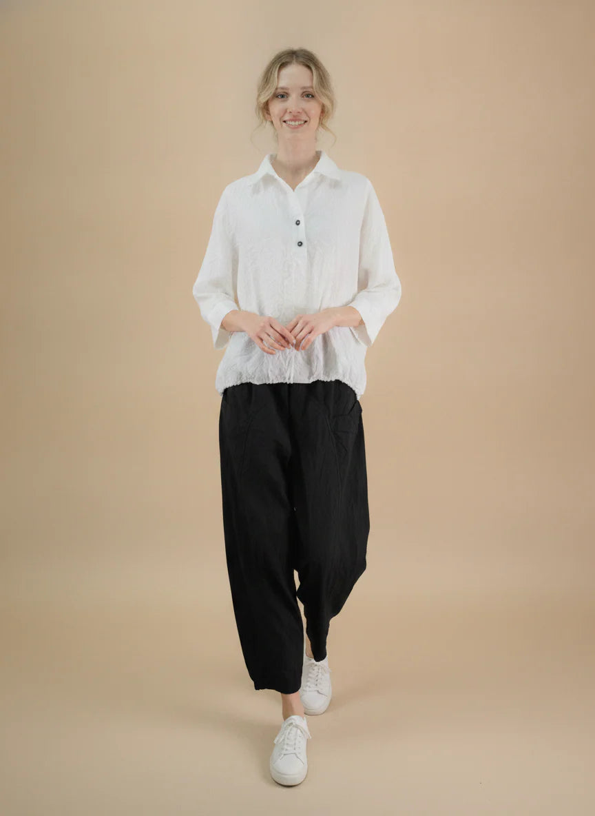MOONLIGHT White Button Down Top w/ 3/4 Sleeves - 4328TAF