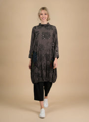 MOONLIGHT Brown Long Mock Neck Shirt w/ Black Details - 4430