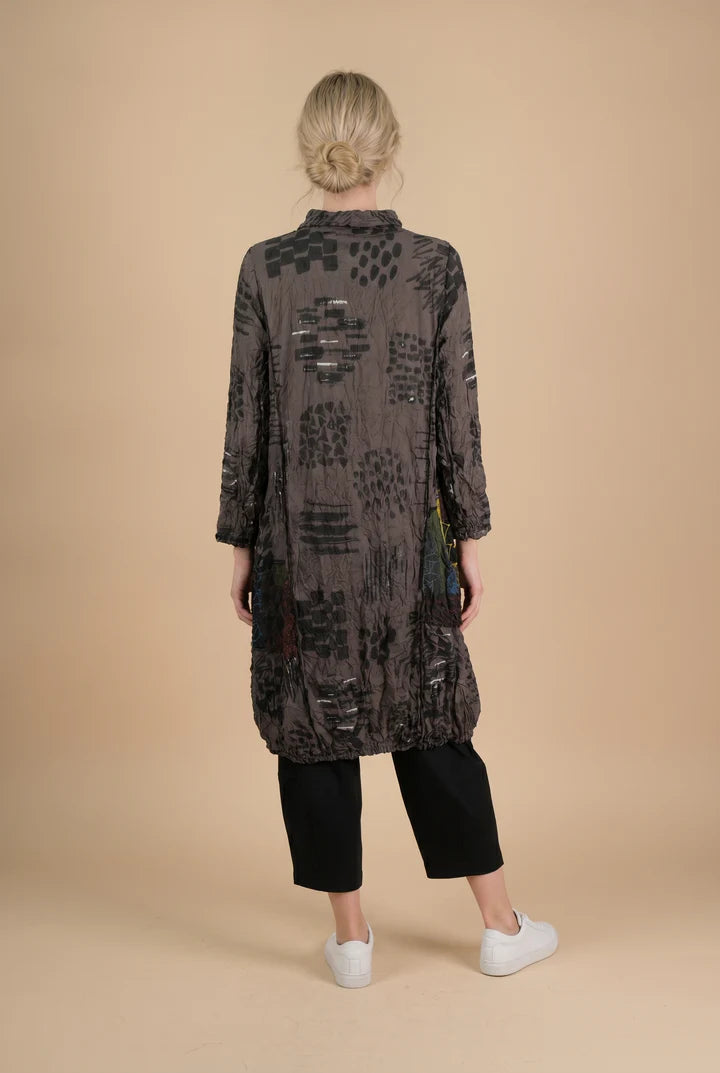 MOONLIGHT Brown Long Mock Neck Shirt w/ Black Details - 4430