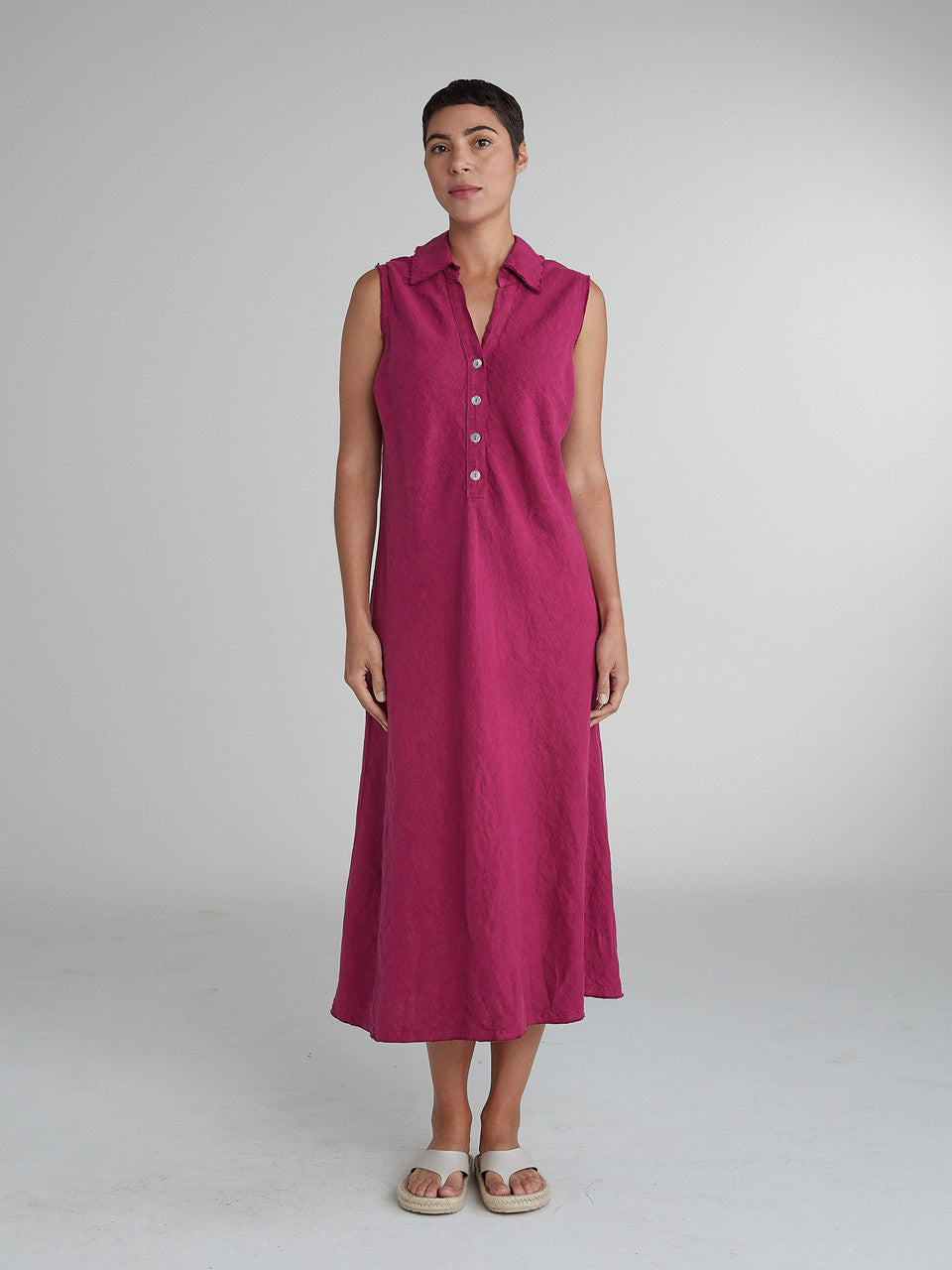 CUT LOOSE - Solid Linen Bias Placket Dress - 4400325