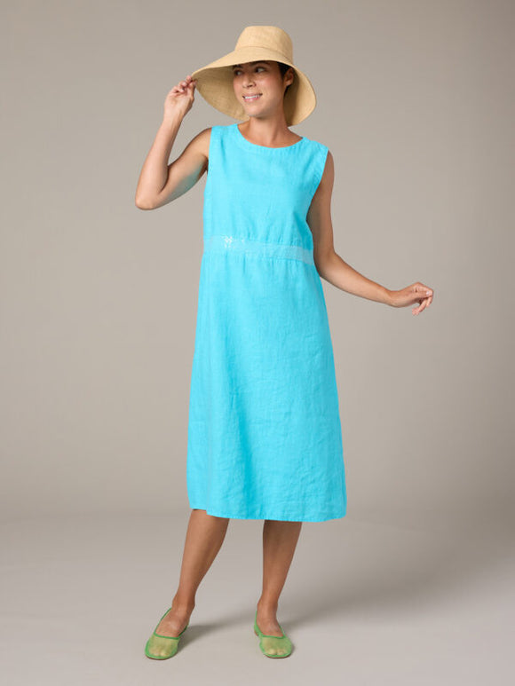 CUT LOOSE Solid Linen Empire Sequin Dress - 4400693