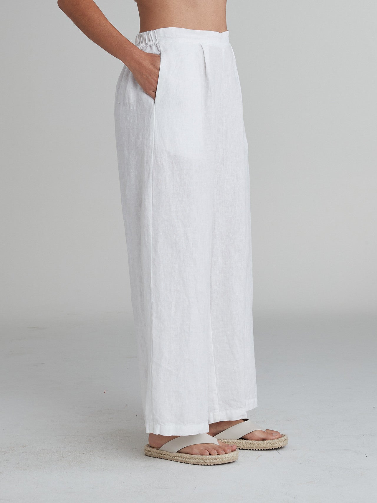 CUT LOOSE - Solid Linen Wide Leg Pant - 4402213