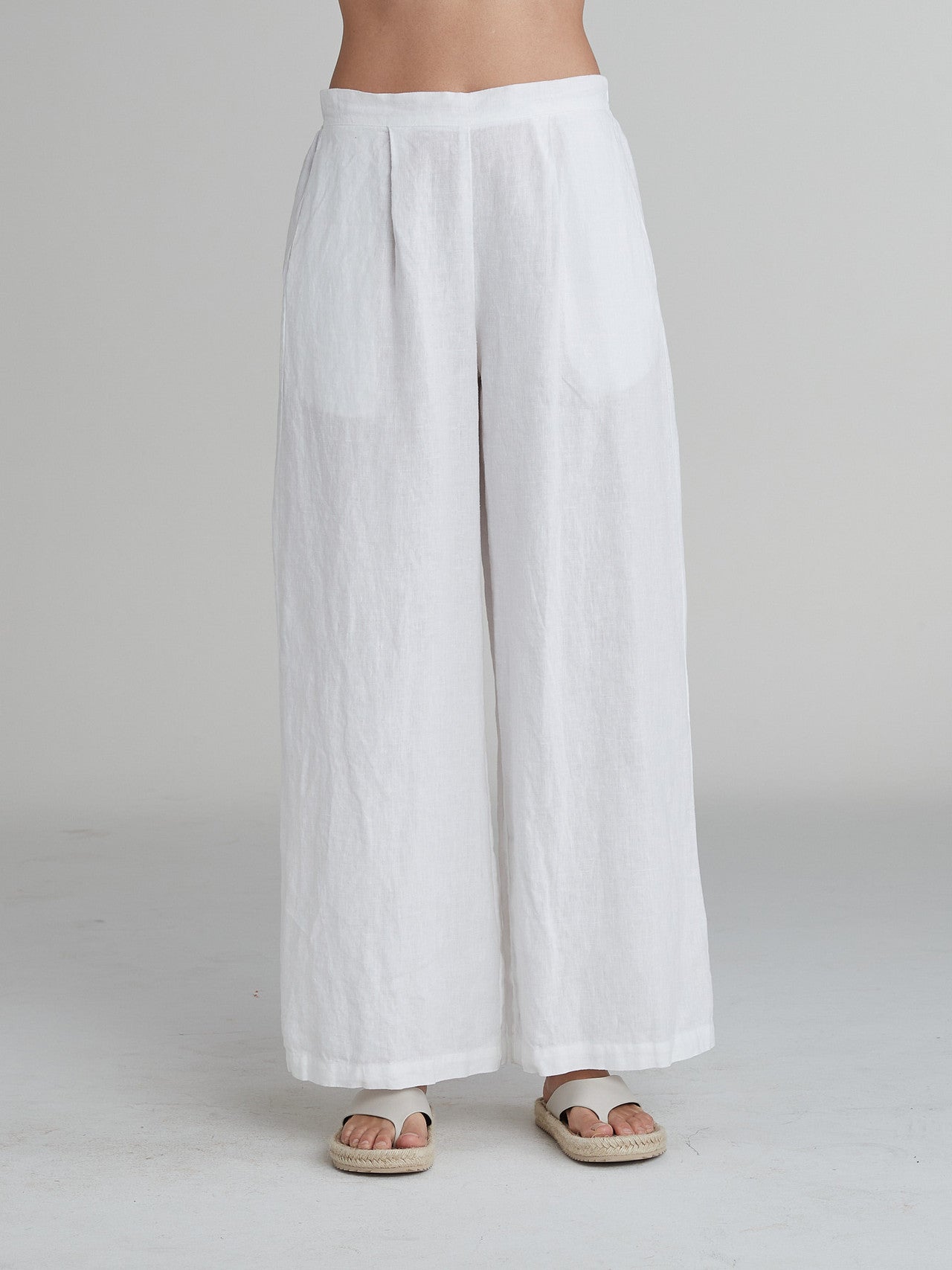 CUT LOOSE - Solid Linen Wide Leg Pant - 4402213