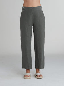 CUT LOOSE - Solid Linen Button Trouser - 4402853Sp