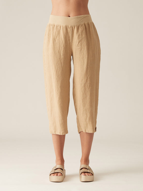 CUT LOOSE - Solid Linen Capri Pant