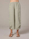 CUT LOOSE Solid Linen Ruched Pant w/ Pockets - 4402938