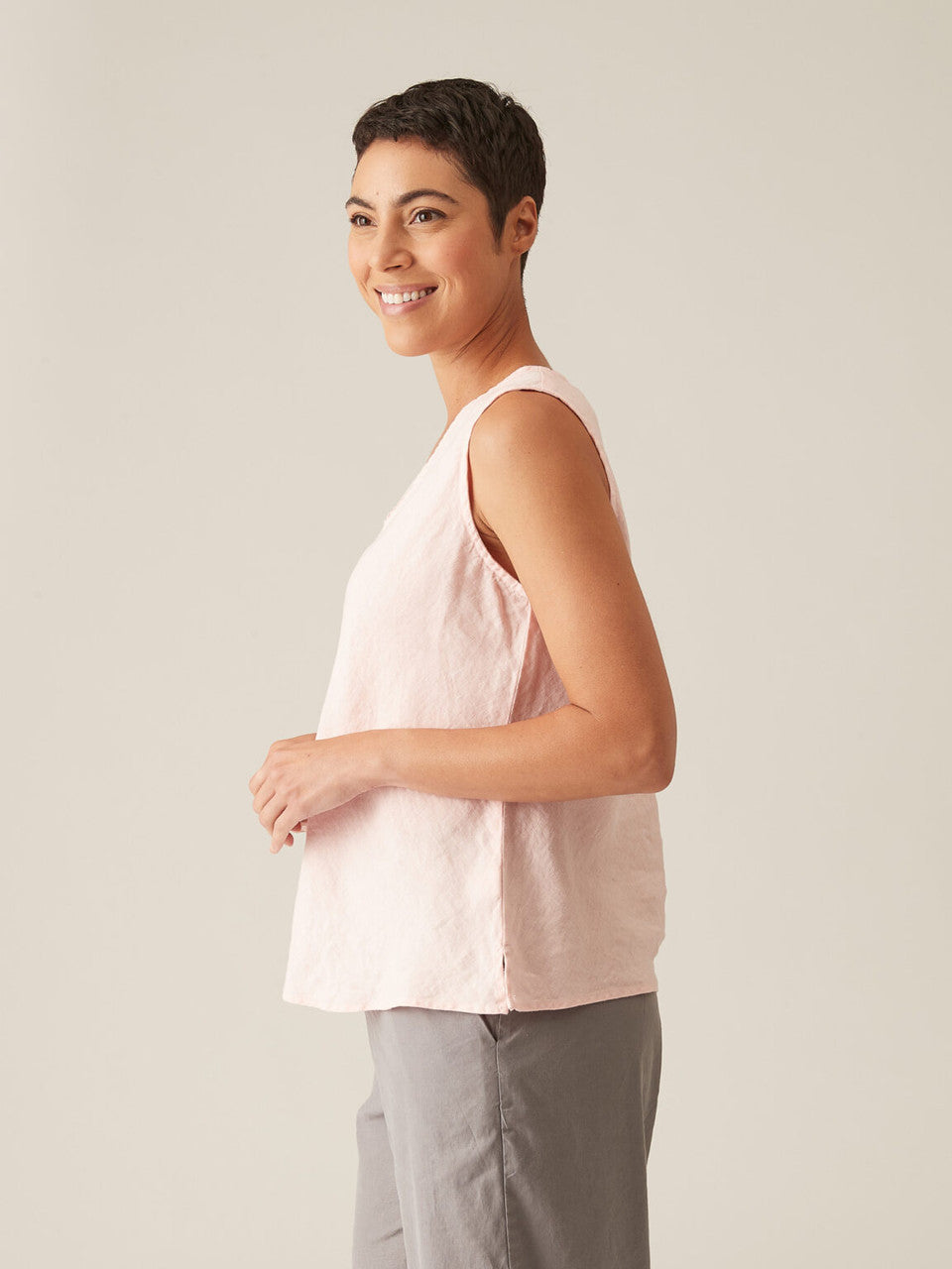 CUT LOOSE - Solid Linen Bias Tank - 4405103