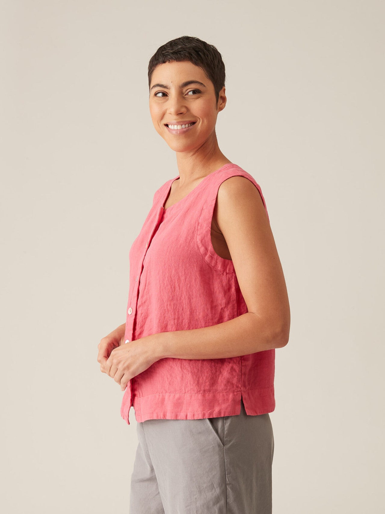 CUT LOOSE - Solid Linen Vest - 4405873
