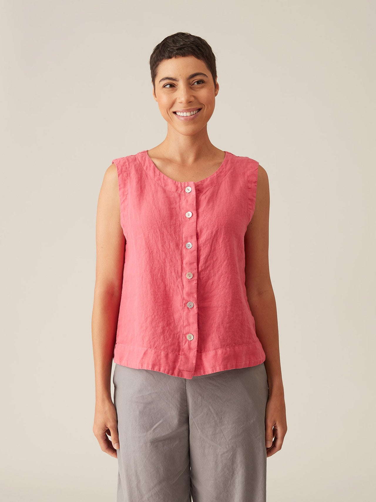 CUT LOOSE - Solid Linen Vest - 4405873