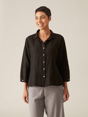CUT LOOSE - Solid Linen HI-Low Crop Shirt - 4406644