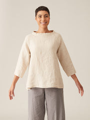 CUT LOOSE - Solid Linen Stand Up Collar Top - 4406702