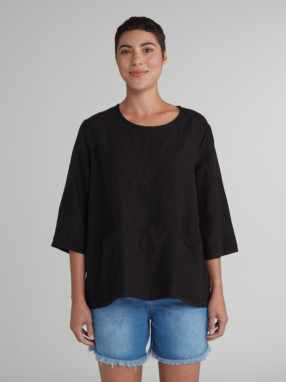 CUT LOOSE - Solid Linen Pocket Pullover - 4407943