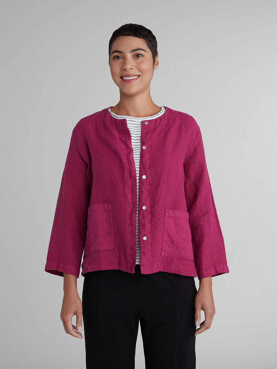 CUT LOOSE - Solid Linen Cropped Jacket - 4408160
