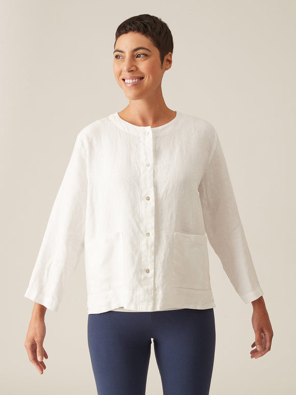 CUT LOOSE - Solid Linen Jacket-  BLACK (NOT WHITE)
