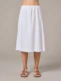 CUT LOOSE Solid Linen Seamed Skirt w/ Contrast - 4409047