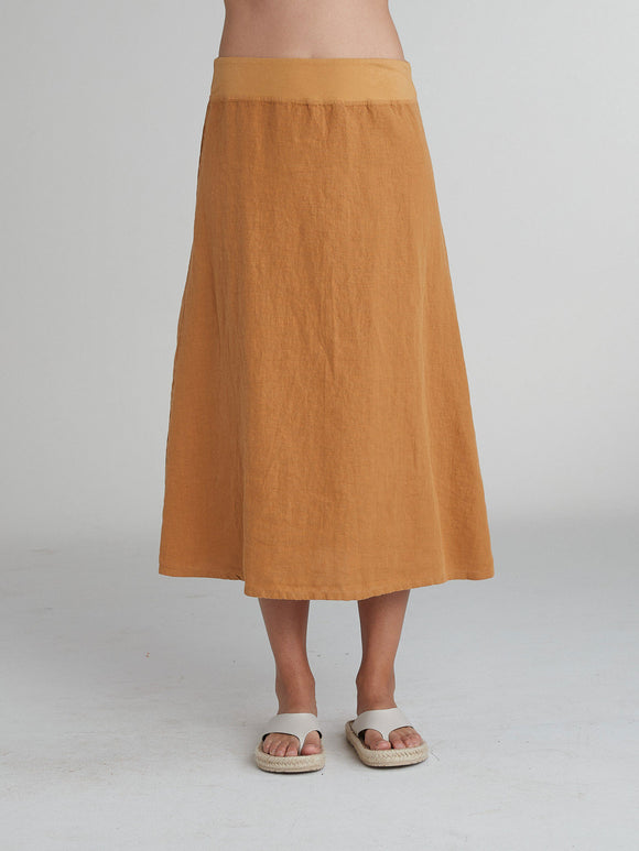 CUT LOOSE - Solid Linen A-Line Skirt - 4409431Sp