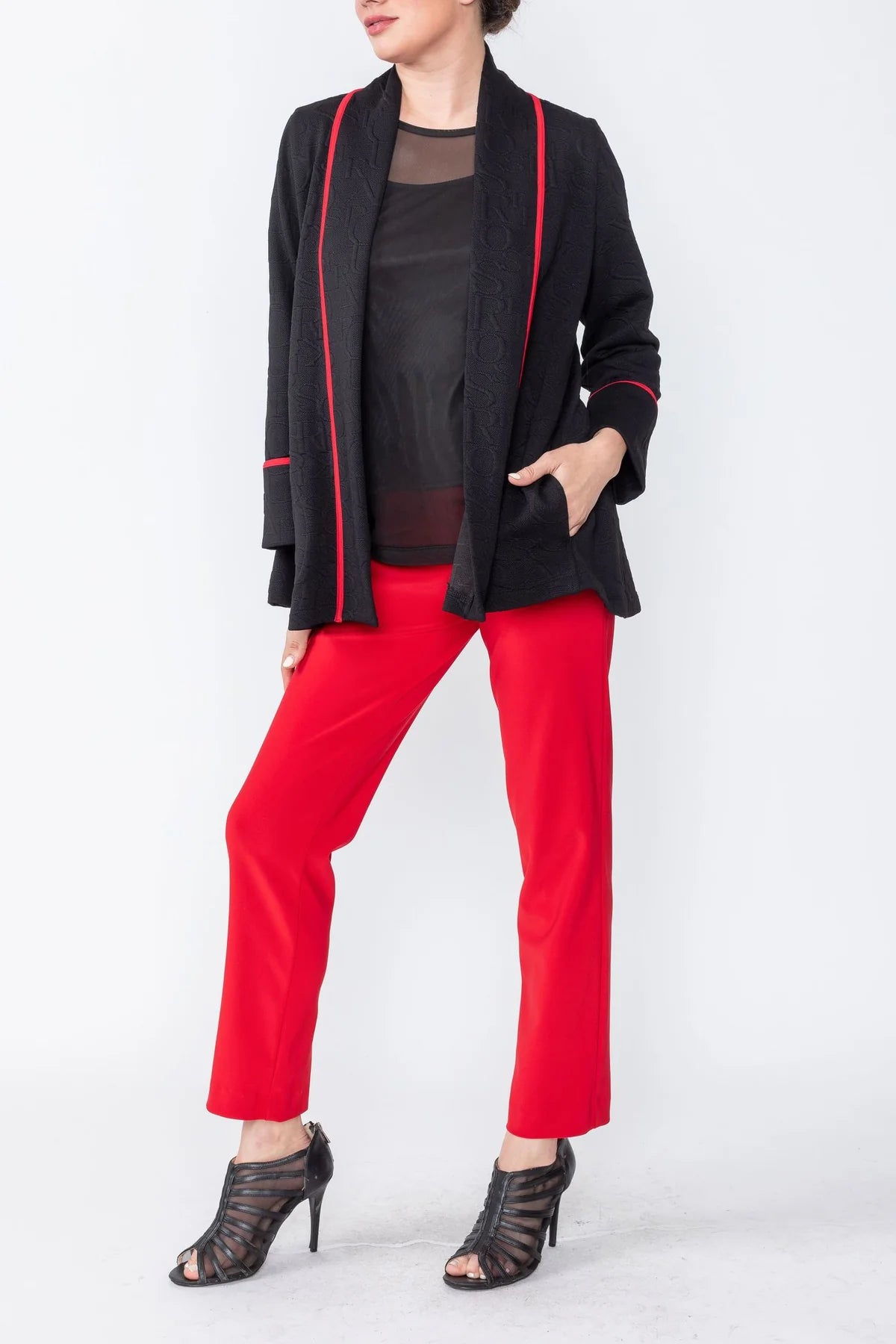 IC Collection Jacket - 4586J - BLACK AND RED