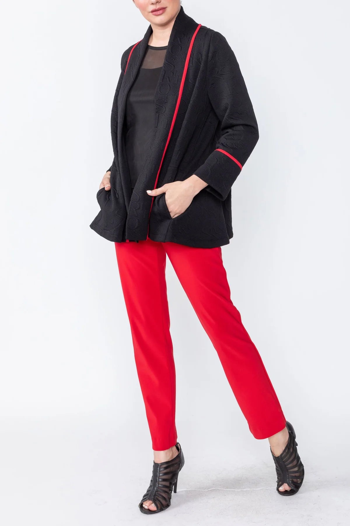 IC Collection Jacket - 4586J - BLACK AND RED