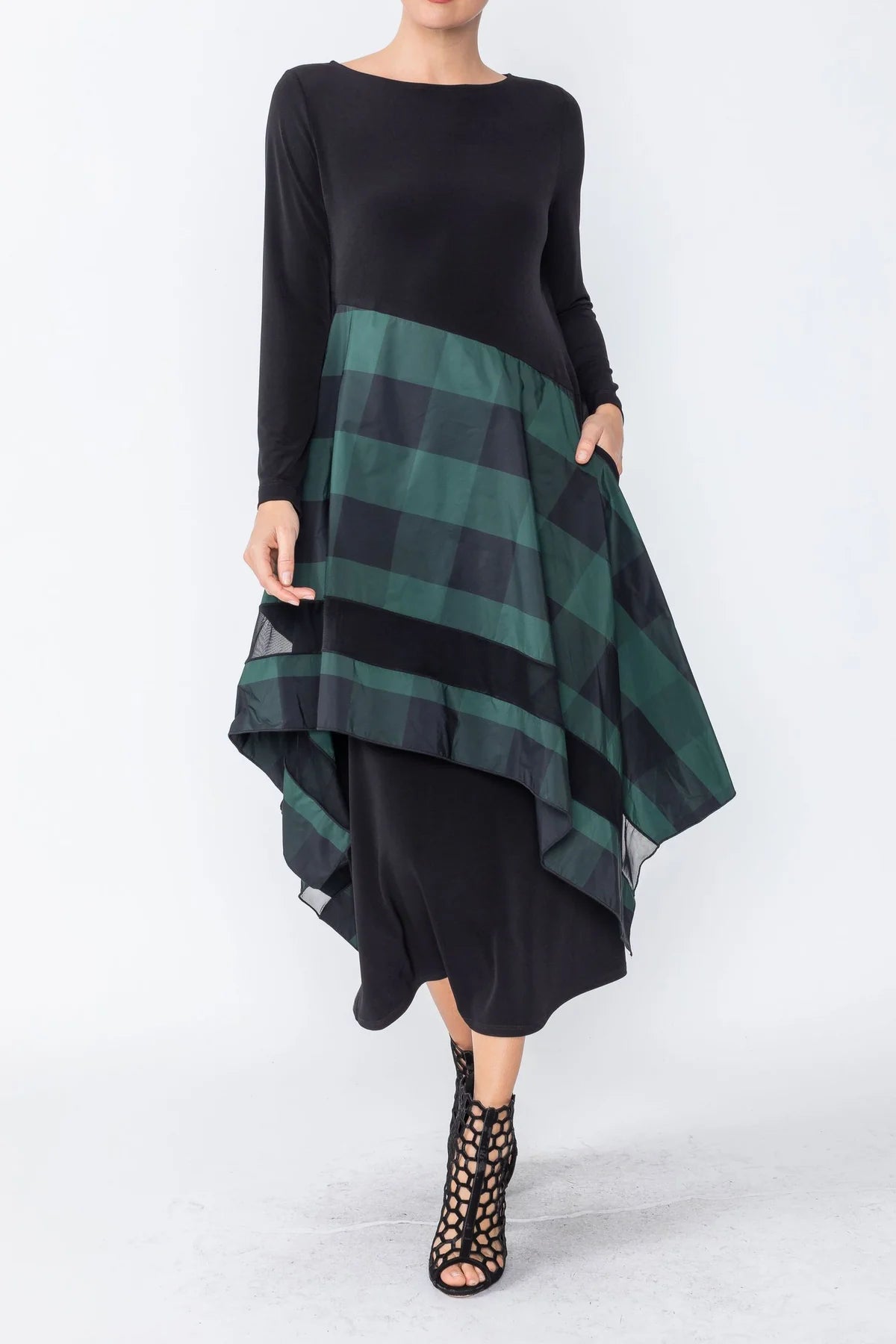 IC Collection Dress - 4589D- HUNTER GREEN