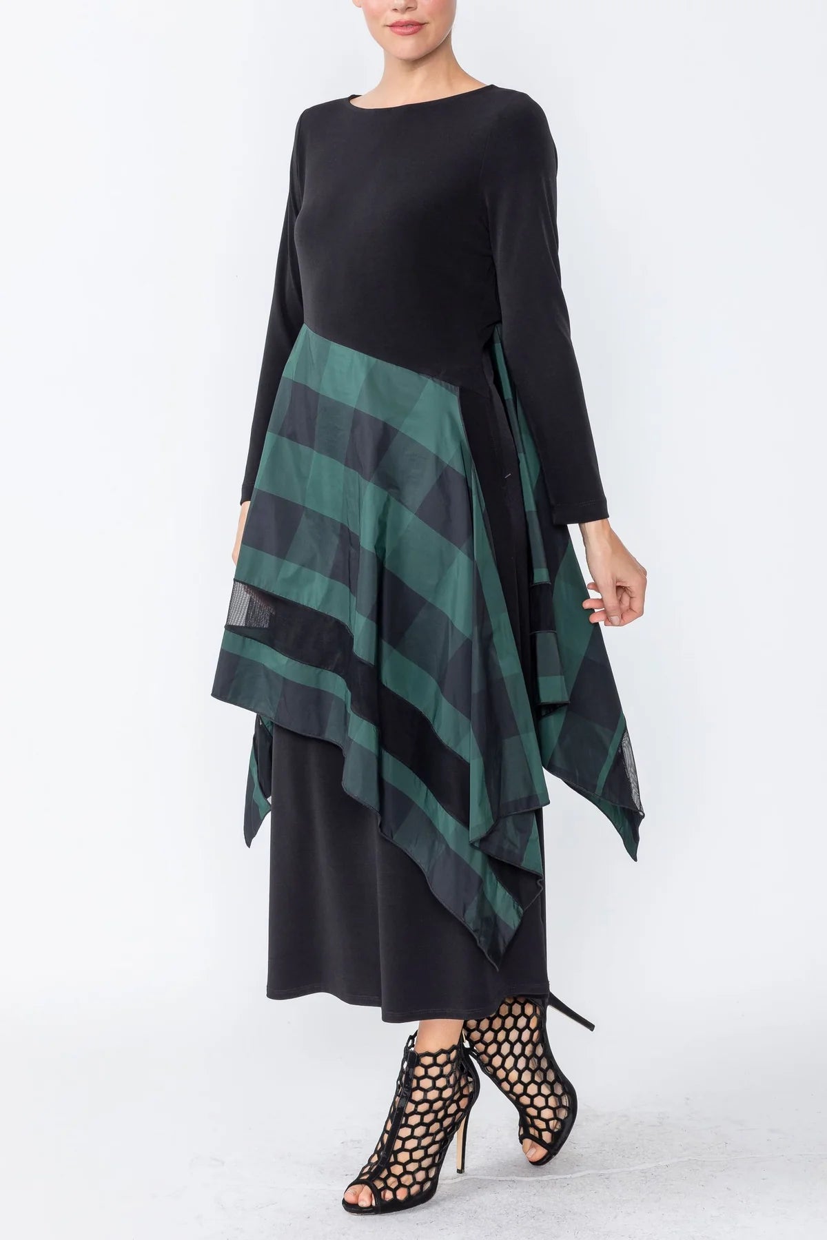 IC Collection Dress - 4589D- HUNTER GREEN