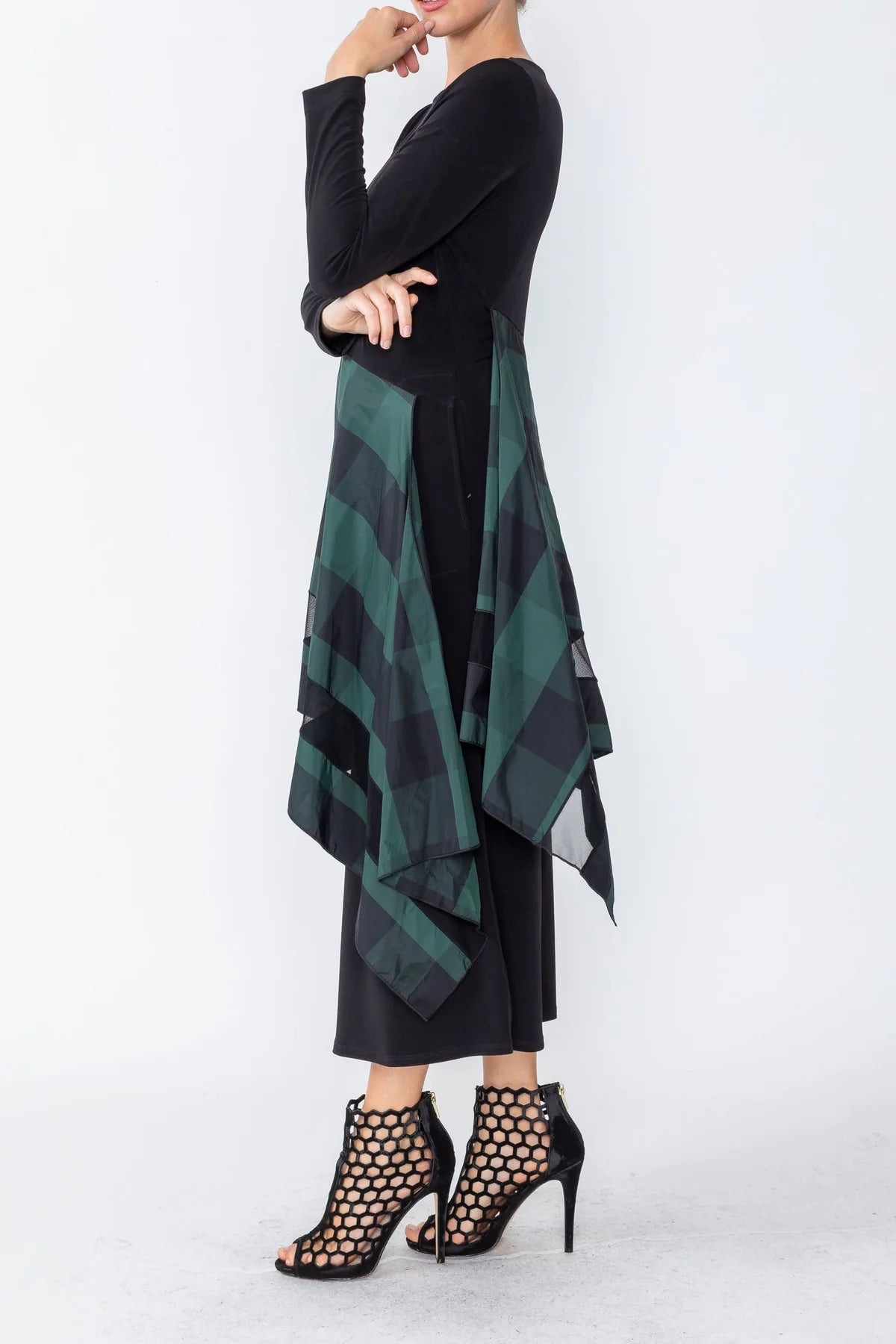 IC Collection Dress - 4589D- HUNTER GREEN