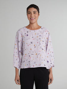 CUT LOOSE - Graffiti Floral Lantern Sleeve Top - 4636083Sp