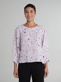 CUT LOOSE - Graffiti Floral Lantern Sleeve Top - 4636083Sp