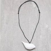 SYLCA White Robin Bird Wooden Pendant Adjustable Necklace
