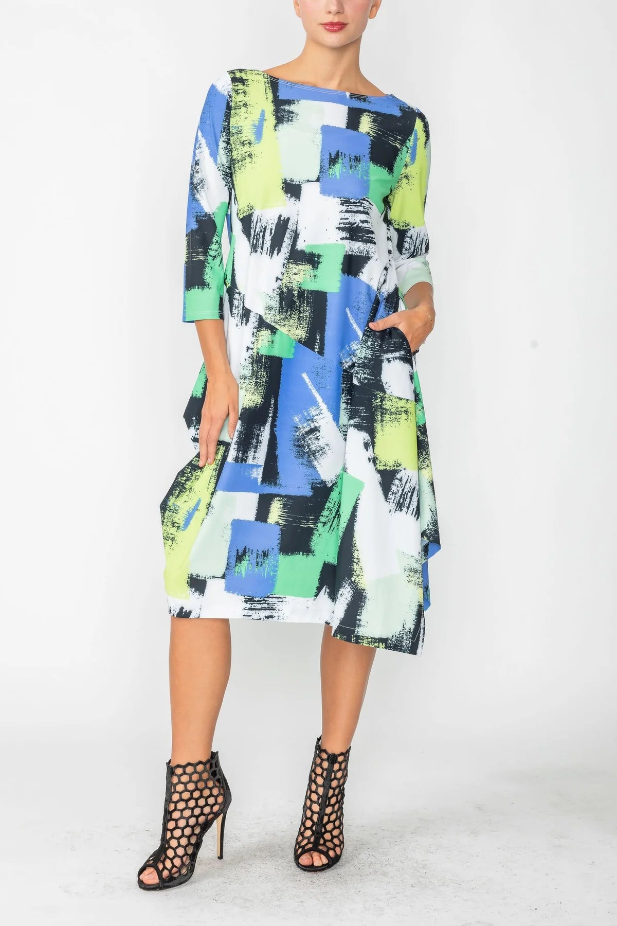 IC COLLECTION Dress- 4681D- GREEN