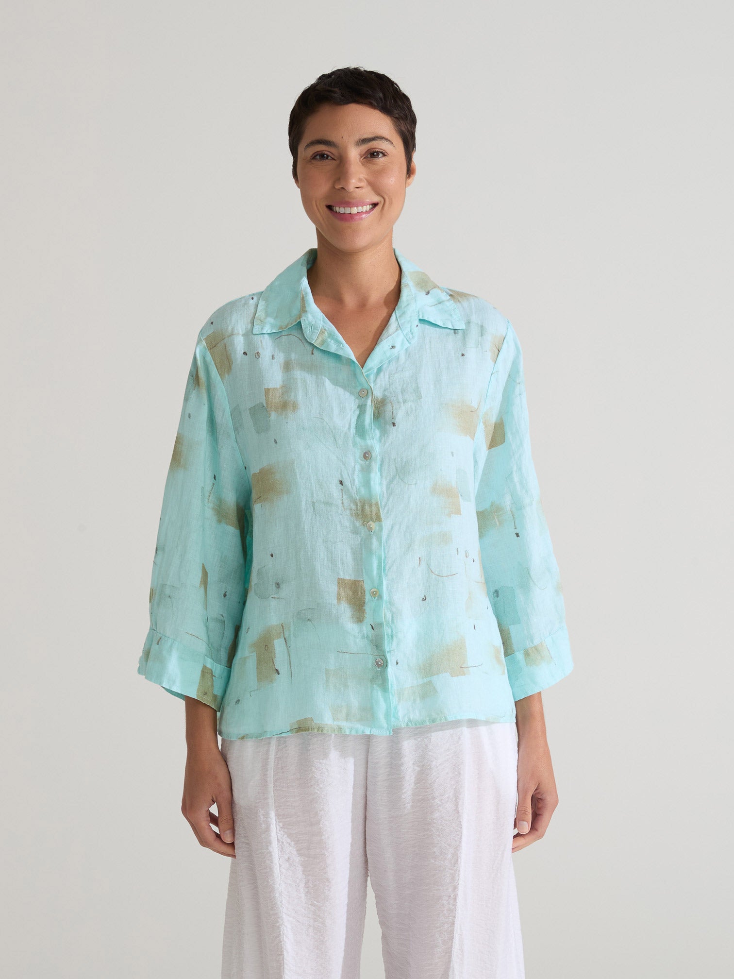 CUT LOOSE - Brush Stroke Crop Shirt - 4696806