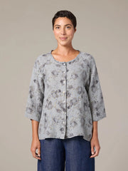 CUT LOOSE Leoni Floral Print Collarless Shirt - 4707463