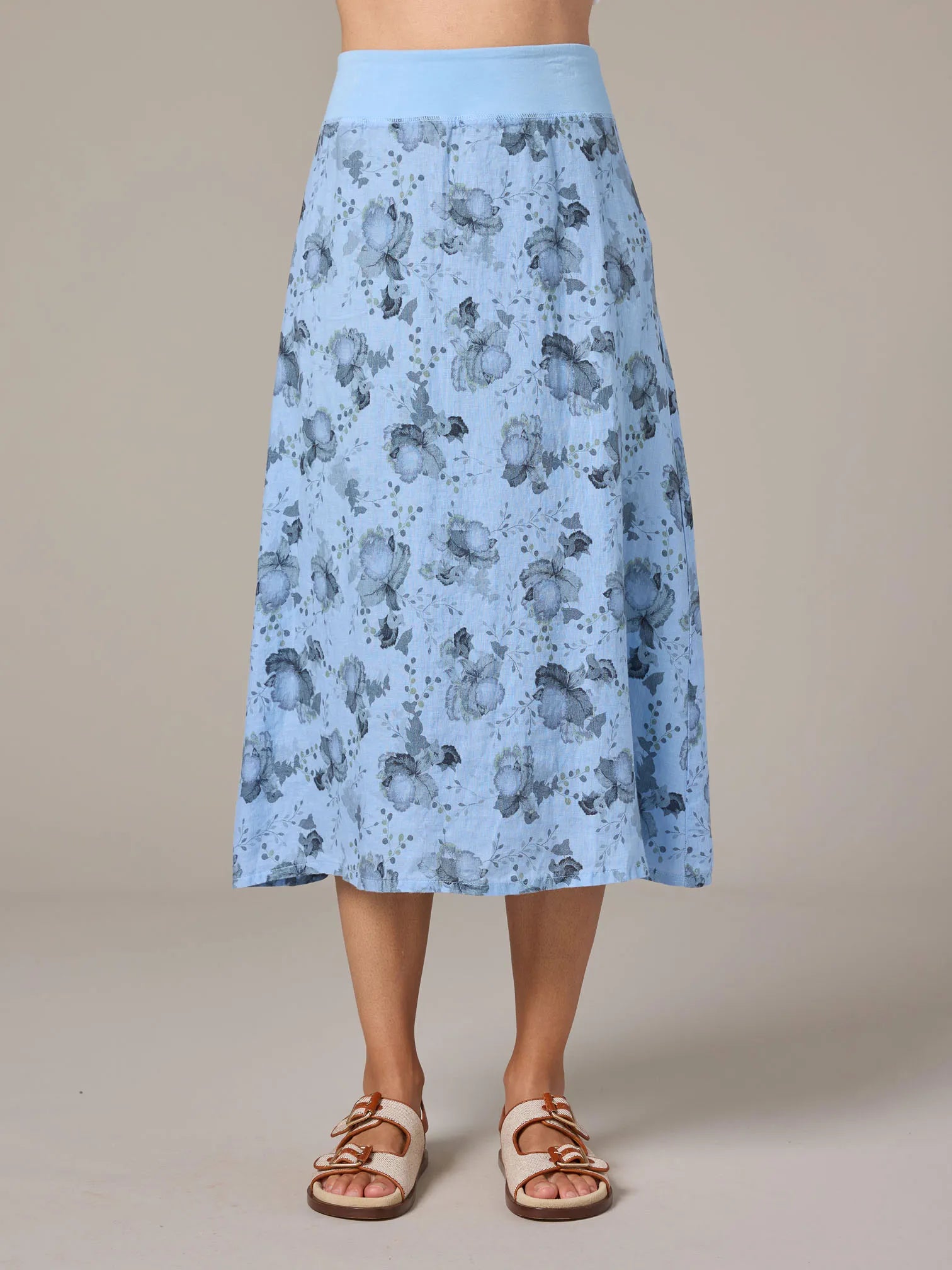 CUT LOOSE Leoni Floral Print Midi Aline Skirt - 4709431