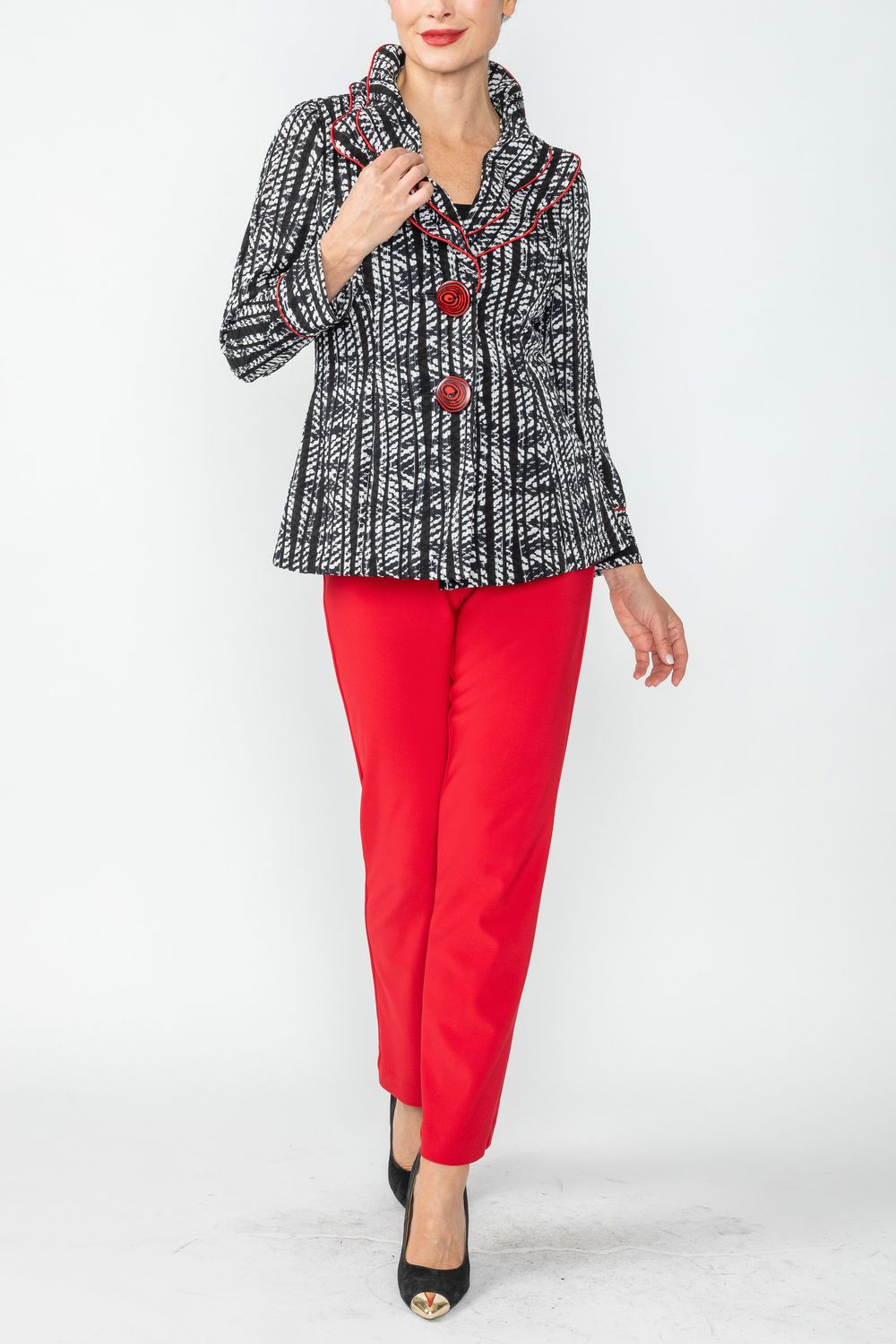 IC COLLECTION Jacket - 4736J - BLACK AND WHITE