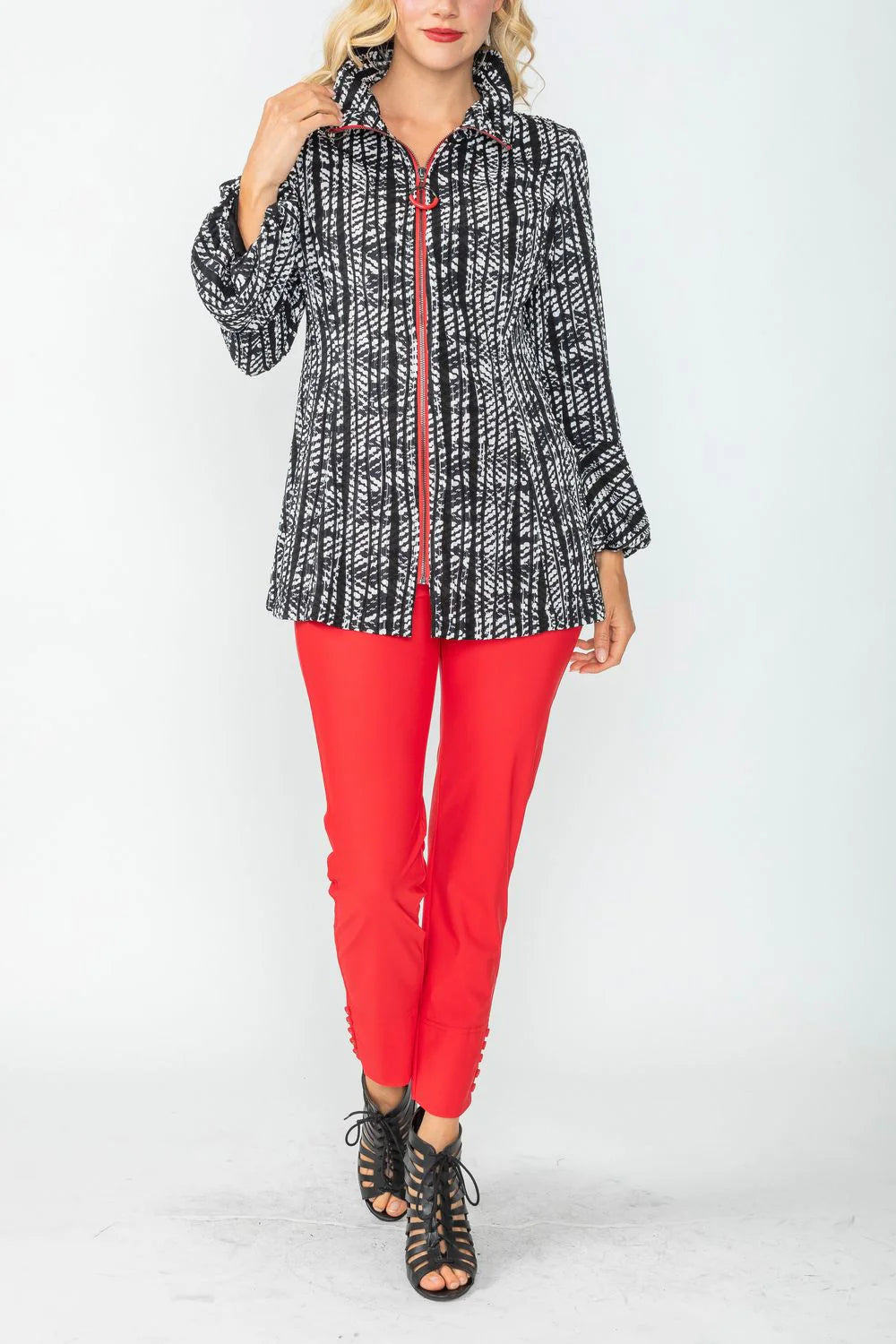 IC COLLECTION Jacket - 4737J - BLACK AND WHITE