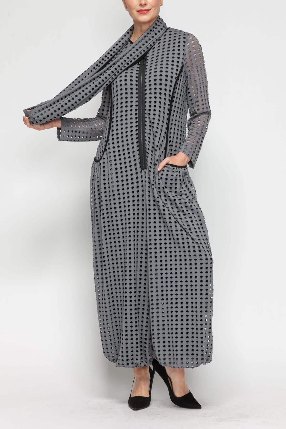 IC COLLECTION Jump Suit - 4770JS - CHARCOAL