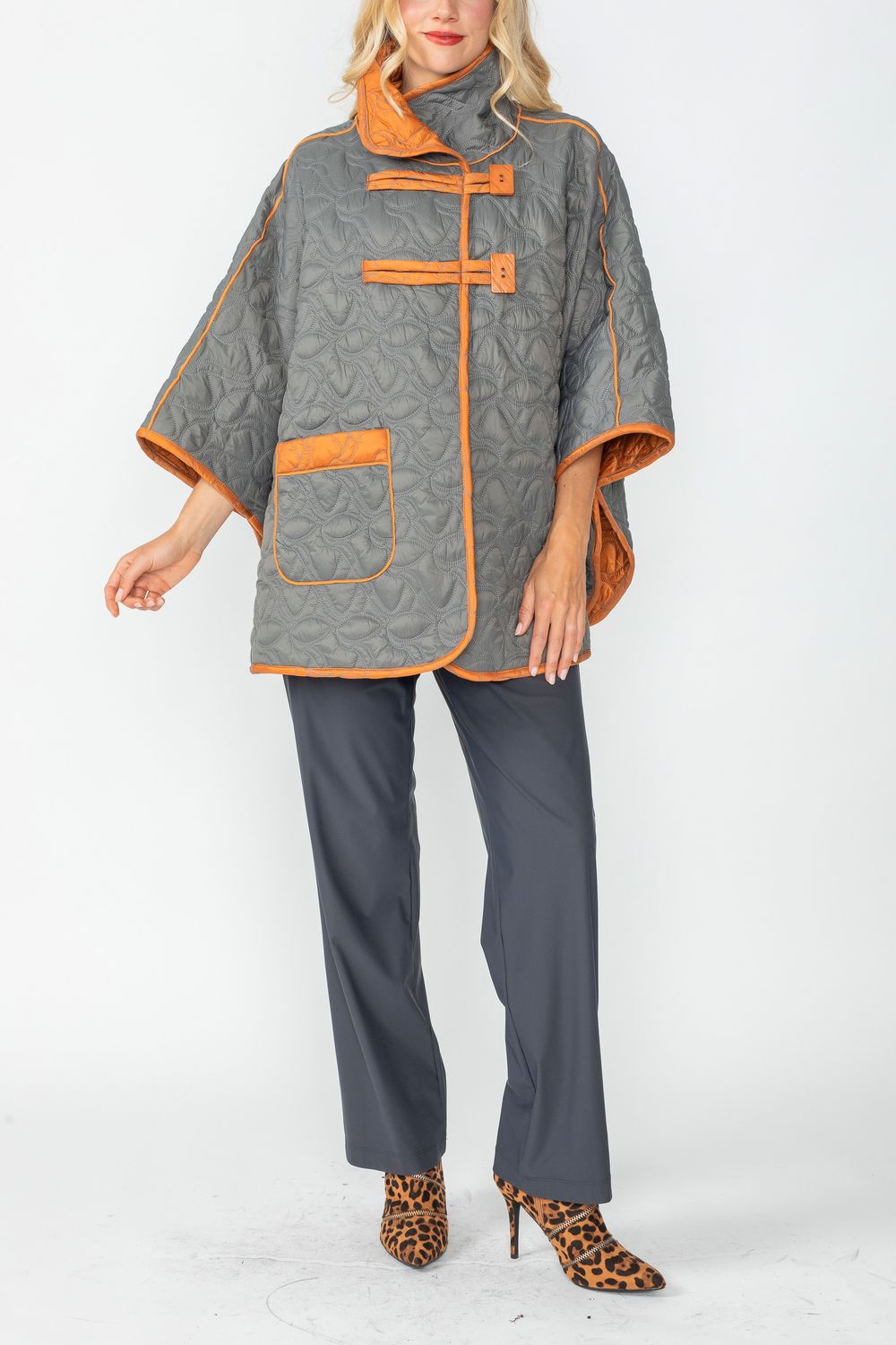 IC COLLECTION Jacket - 4779J - CHARCOAL AND CARAMEL