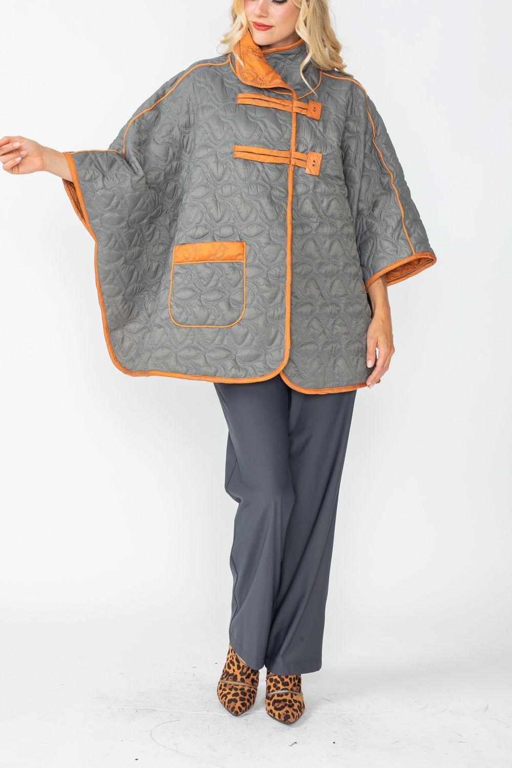 IC COLLECTION Jacket - 4779J - CHARCOAL AND CARAMEL