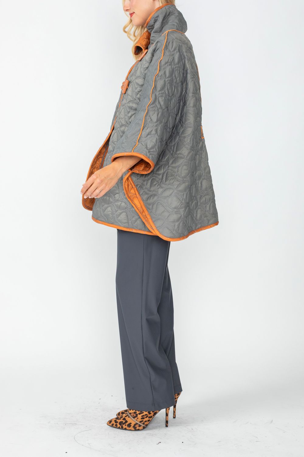 IC COLLECTION Jacket - 4779J - CHARCOAL AND CARAMEL