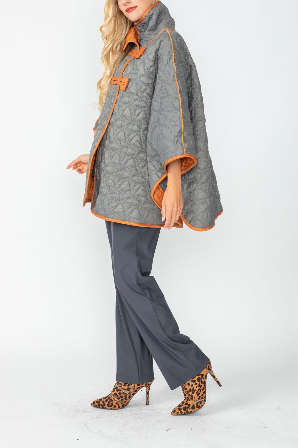 IC COLLECTION Jacket - 4779J - CHARCOAL AND CARAMEL