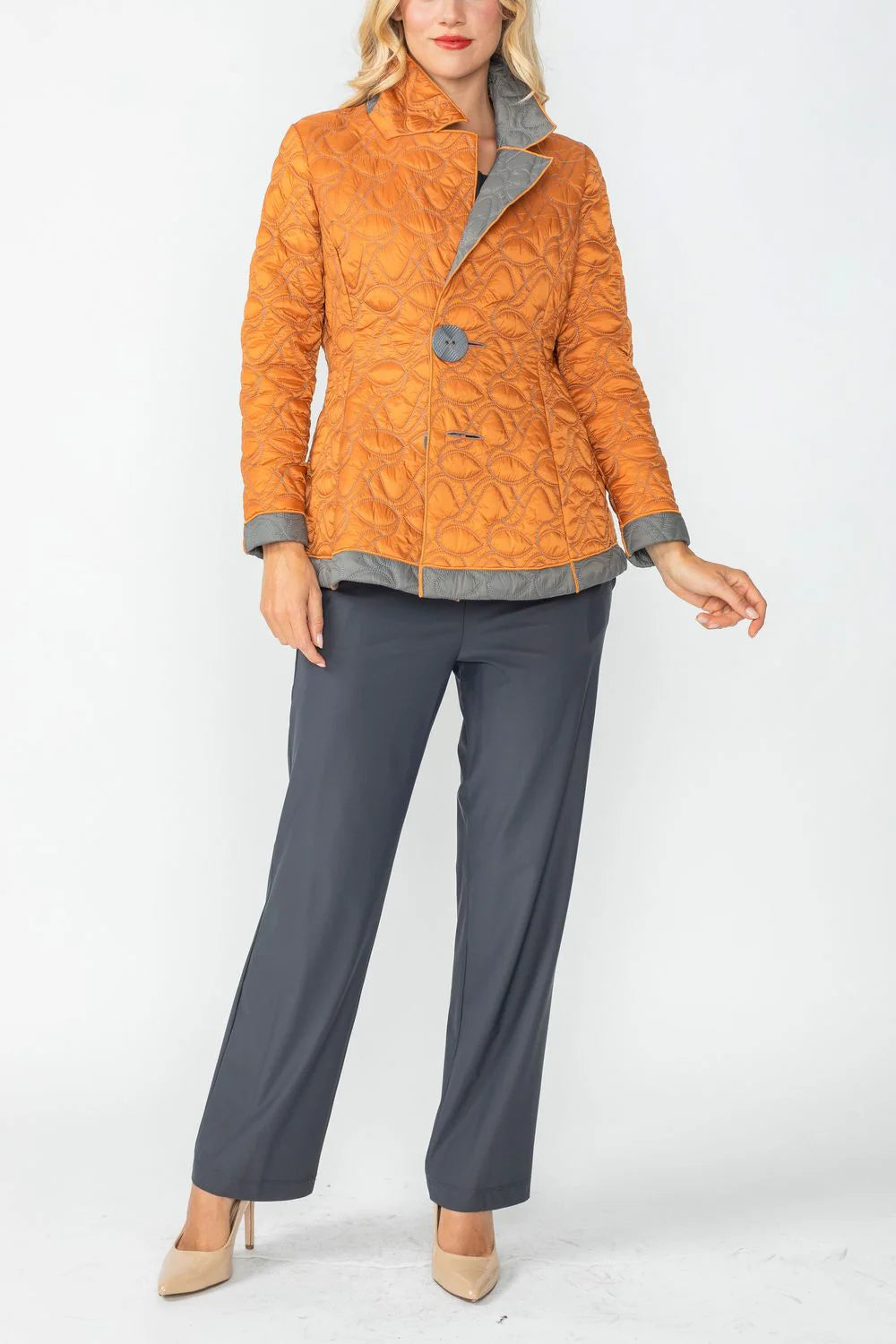 IC COLLECTION Jacket - 4790J - CHARCOAL & CARAMEL