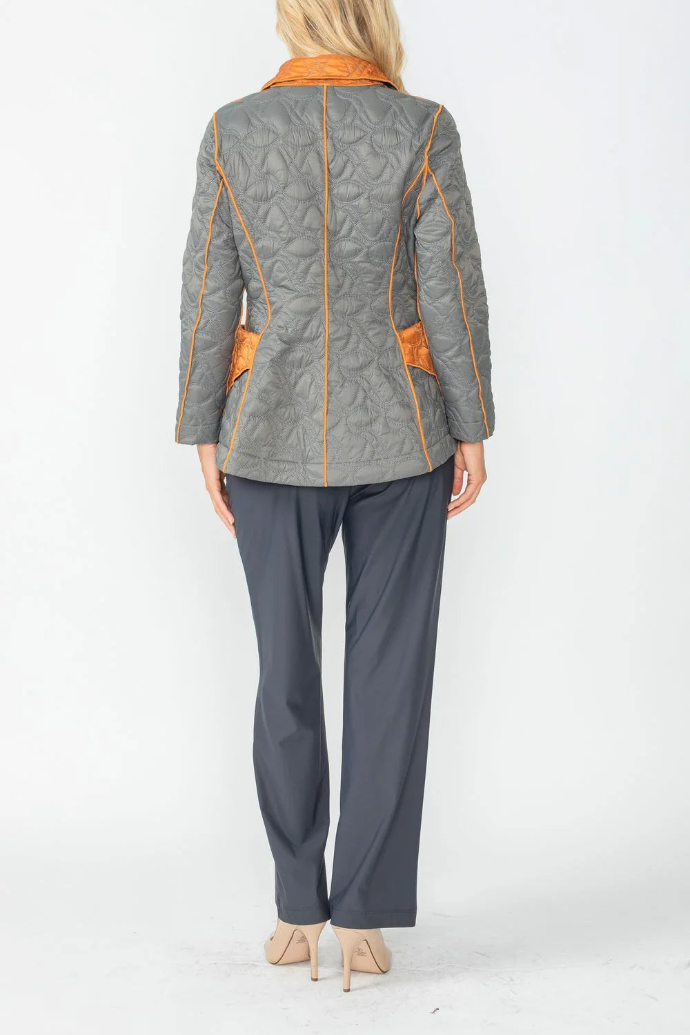 IC COLLECTION Jacket - 4790J - CHARCOAL & CARAMEL