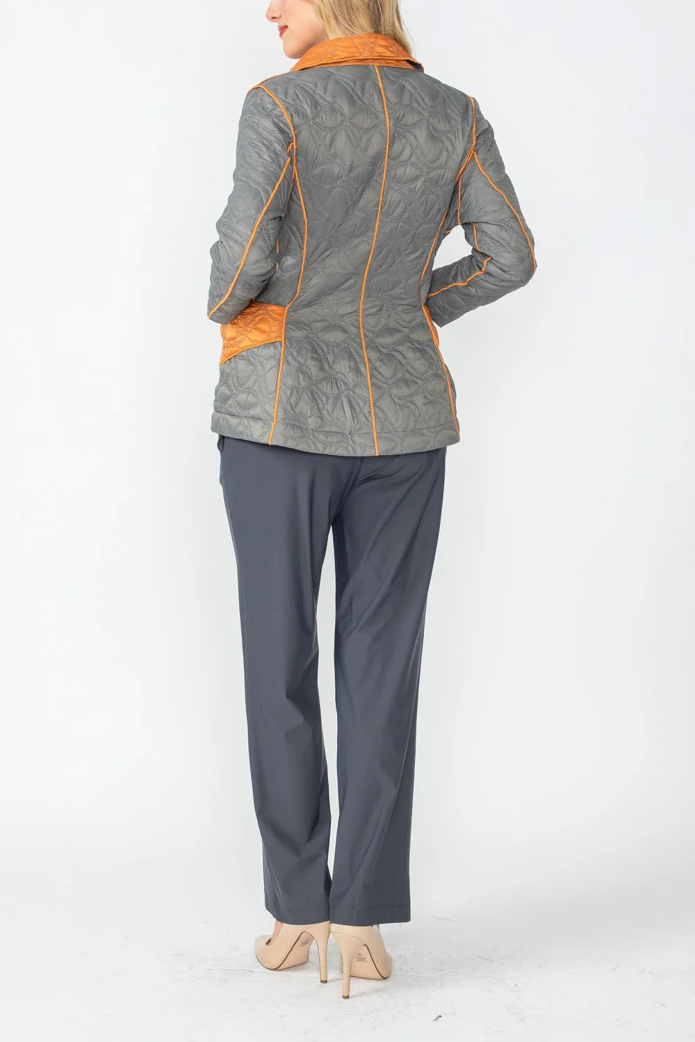 IC COLLECTION Jacket - 4790J - CHARCOAL & CARAMEL